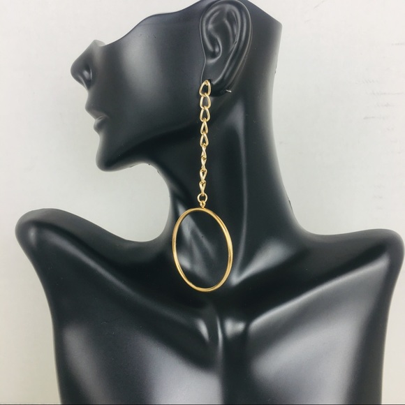 BP. Chain Gold Tone Drop Hoop Earrings
